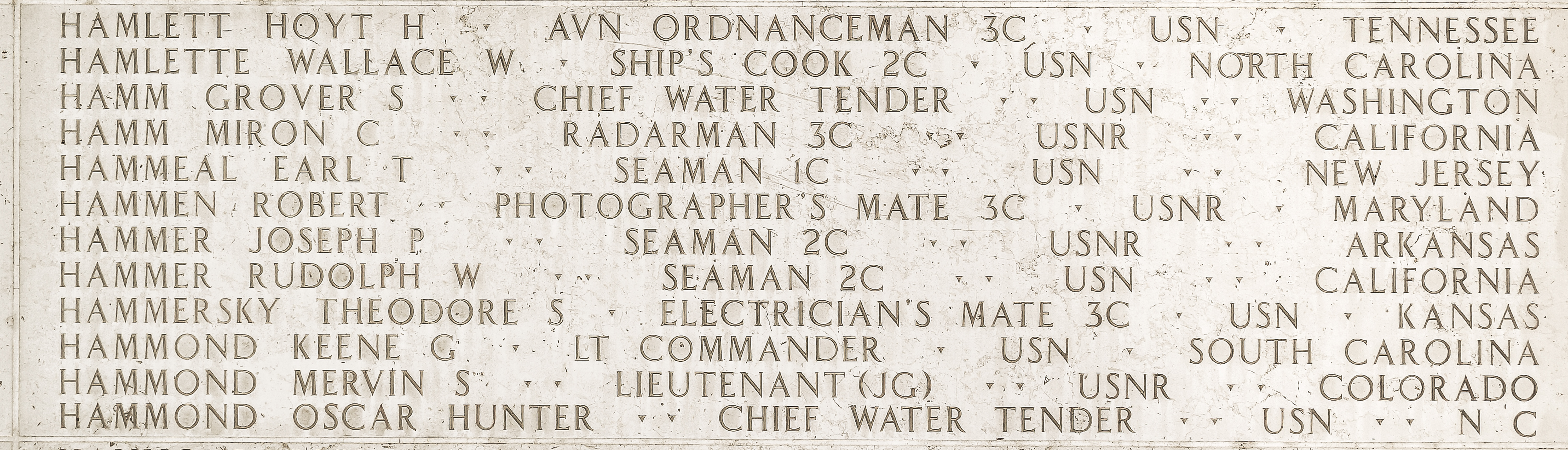 Theodore S. Hammersky, Electrician's Mate Third Class